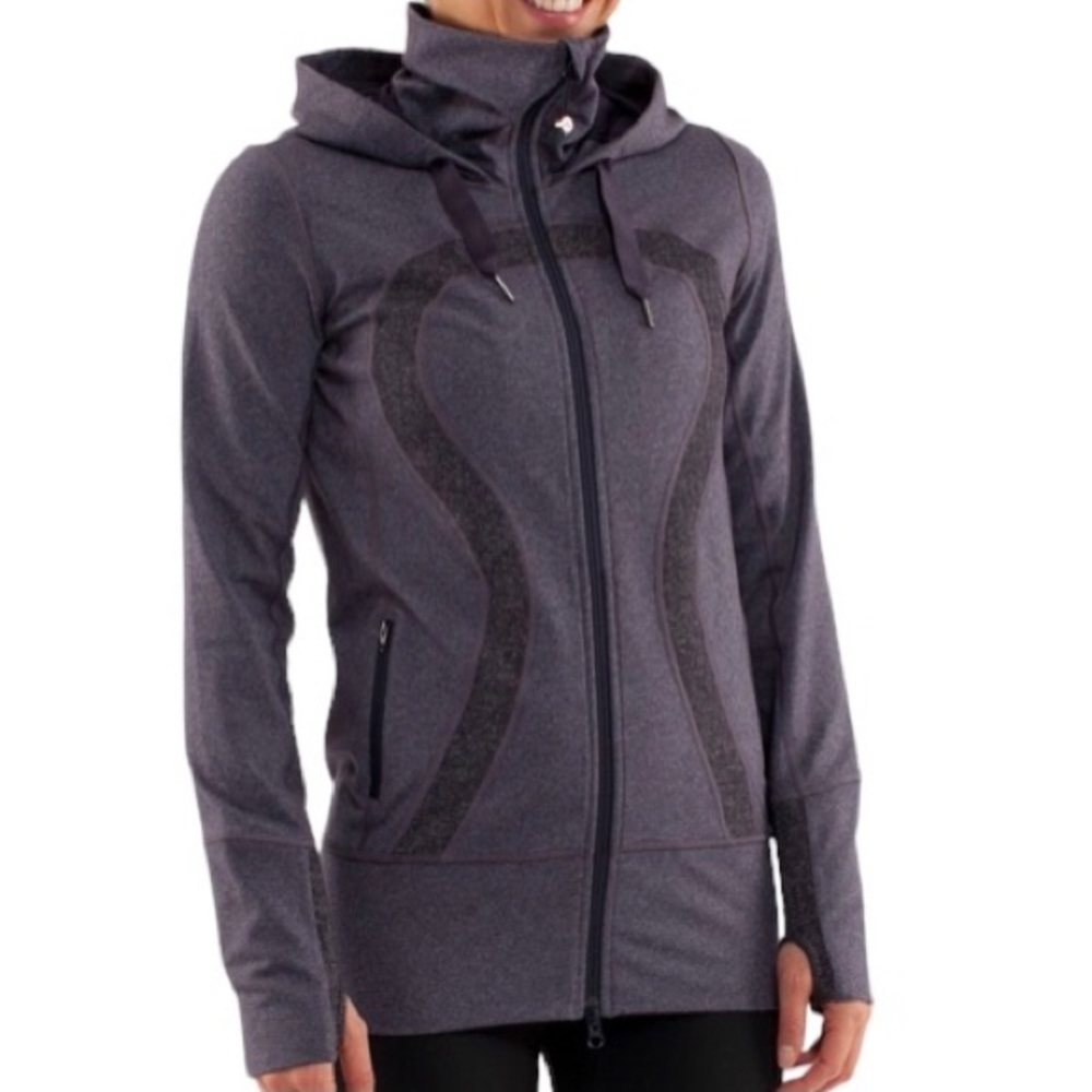 Size 6 Lululemon Stride Jacket Brushed Black Swan Heathered Herringbone